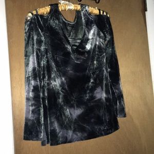 Rock & Rebel Gray Velvet Sexy Cut Out Top